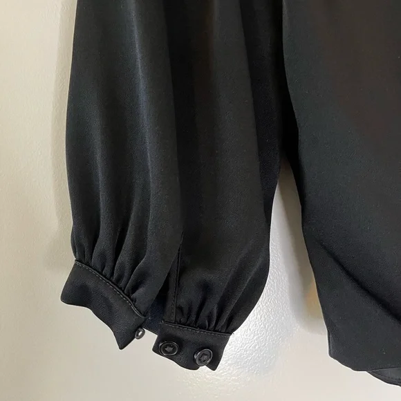 Kookai Size 34 Size 6 Black Crop 3/4 Sleeve Blouse Women’s Top Zip Back - Picture 10 of 14